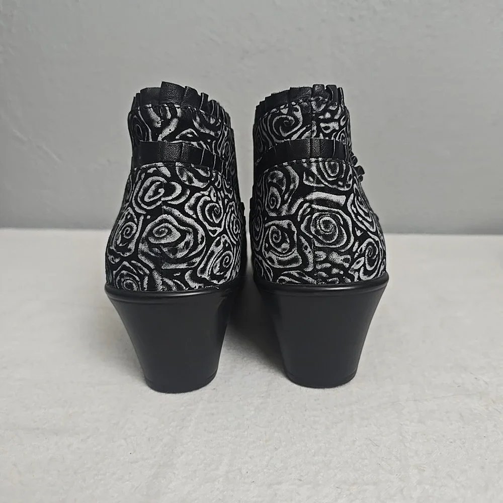 Alegria Womens Hannah Peony Spray‎ Ankle Boots Black Floral EU 40 US 9.5 Artsy